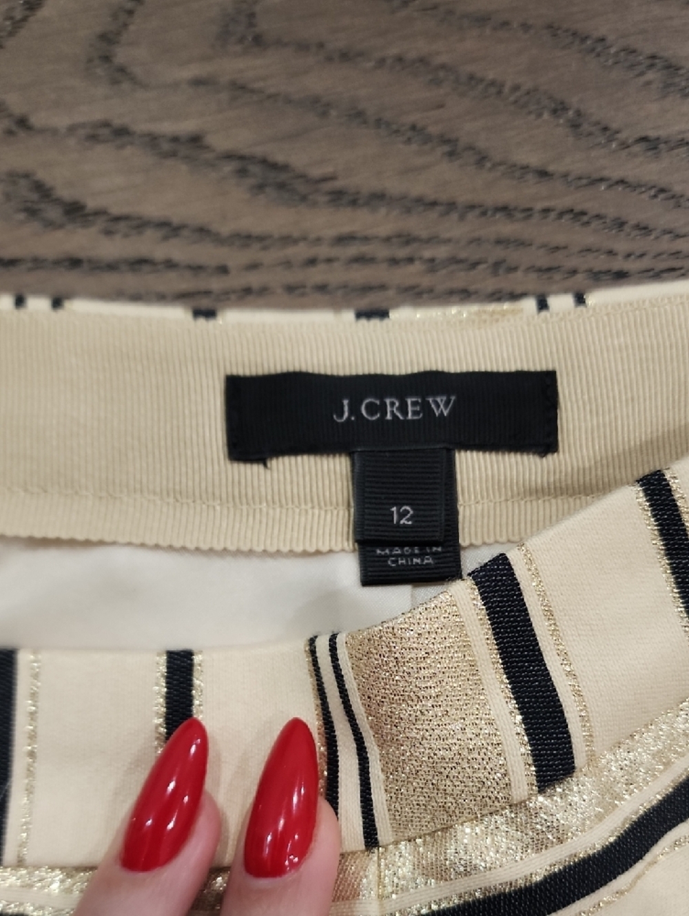 J. Crew Striped Cream, Navy And Gold Mini Skirt With Pockets - Picture 5 of 9